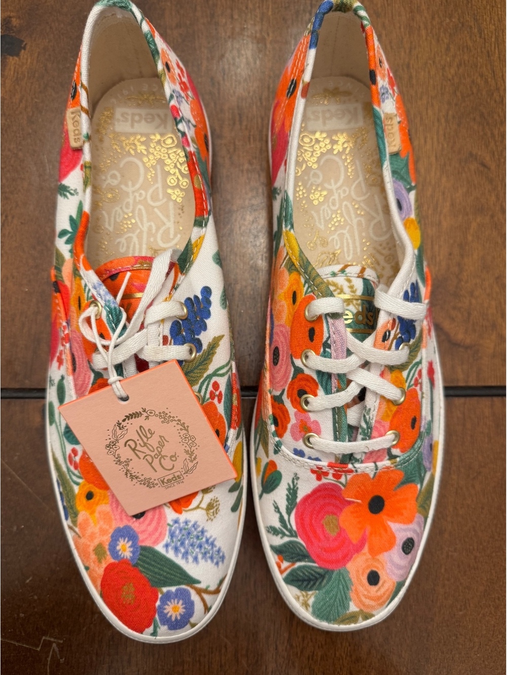 NWT Keds x Rifle Paper Co. Floral Canvas Lace-Up Sneakers Women's Size 10